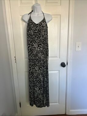 Esprit de Copr Black Halter Dress with White Floral Print